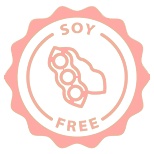 Soy-free badge, highlighting the absence of soy in the product.